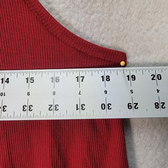 Free People Burgundy Ribbed Knit Boho Round Neck Racerback Flowy Tank Blouse - Picture 6 of 13